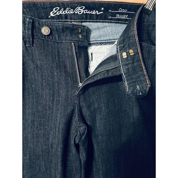 Eddie Bauer Curvy Fit Trouser Boot cut Dark Wash Womens Blue Jeans Sz 8T - Picture 4 of 16